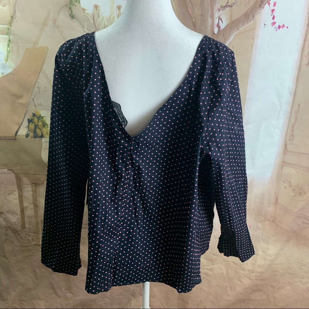 NEW Eloquii Tie Front Polka Dot Blouse - Picture 8 of 11